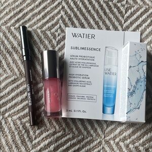 Set 3 Lise Watier Lip Oil Framboise & Waterproof Eyeliner Brun Noir + free serum